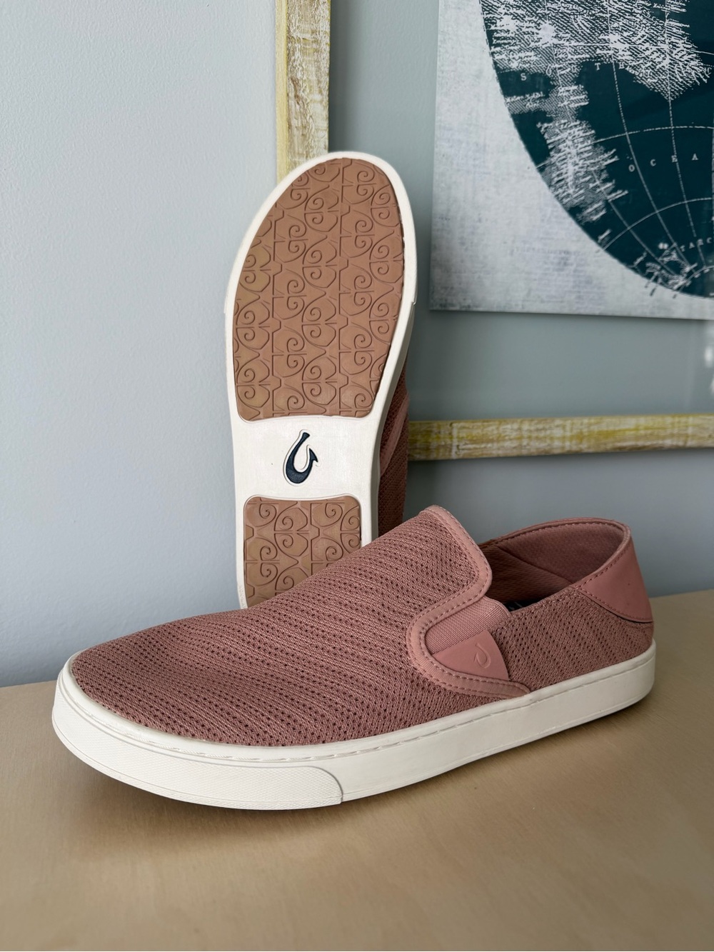 OluKai Pehuea Slip-On Sneakers Dusty Rose Pink Women’s Shoes Size 10